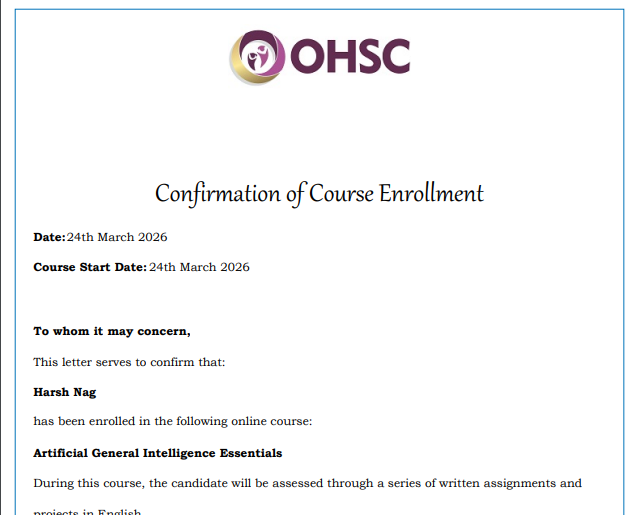 Artificial General Intelligence Certificate
