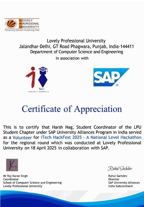 SAP Hackathon Certificate